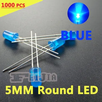 1000pcs/lote de 5 mm Azul de la Ronda LED Diodo Lndicator luces Super brillante [Azul] DC3.0-3.2 V Envío Gratis