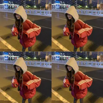 El otoño y el invierno versión coreana de algodón suelta la ropa de la mujer salvaje con capucha de algodón de la capa del estudiante pan de ropa de mujer de tendencia
