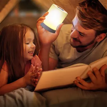 LED de Control Táctil Colorida de la Noche, la Luz Rechargeble Inducción Dimmer Lámpara de la Mesita Inteligente de Emergencia regalo de Navidad para Acampar