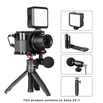 Ulanzi para Sony ZV1 Vlog Kit de grabación de Vídeo de Instalación L Placa de Registro de Micrófono Ajustable de la Luz del LED para en Vivo en Youtube Tiktok