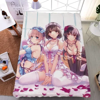 De agosto de actualización de Anime Saenai Hiroin no Sodatekata Katou Megumi & Eriri & Kasumigaoka Utaha cama leche hoja de manta colcha de verano