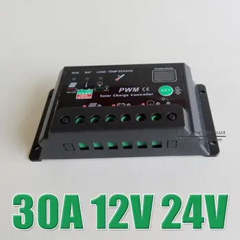 Venta caliente 30A 12V 24V Auto Solar sistema de Carga de la Batería de la batería del Controlador regulador con temporizador
