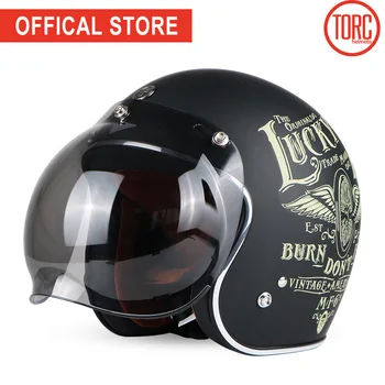 TORC casco de la motocicleta de la vendimia de cara abierta de la burbuja de la visera moto de motocross jet retro casco capacete PUNTO T50 casco de moto