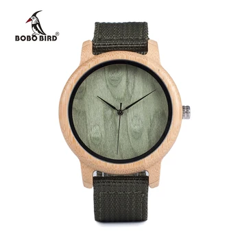 PÁJARO BOBO WD11D12 de Madera de Bambú, Reloj para Hombre para Mujer de la Marca de Relojes de diseño de Nylon Suave Banda de Cartón de la Caja de Regalo Relogio masculino