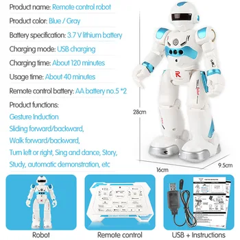 Robot de Control remoto Multi-función de Carga USB para Niños de Juguete de RC Robot Va a Cantar la Danza de la Figura de Acción Gesto Sensor de Robot