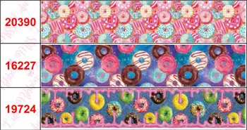 16mm-75mm Donut de Chocolate de Postre Impreso de Grosgrain/Enemigo de la Cinta de dibujos animados Panda Galaxy BRICOLAJE Cabello Bowknots 50yards/rollo