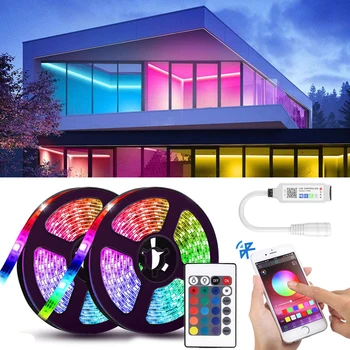 5M 10M 15M 20M Smart LED Luz de Tira Bluetooth APP de control Remoto 5050 RGB de Cinta de la Cinta de Luces de Colores de la Decoración para la Habitación de 12V