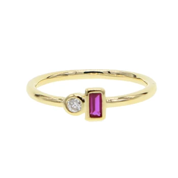 Un nuevo y delicado danity mínimo de joyería de regalo de navidad banda fina de color dorado, 2pcs blanco púrpura de cristal anillo de piedra