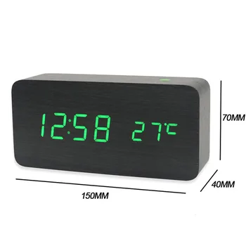 Reloj despertador Digital de Estilo moderno de la Temperatura de Control de sonido Calendario de la Oficina de la Casa de Madera del Reloj de la Pantalla LED de Electrónica de Reloj de mesa