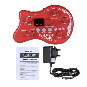 Ammoon PockRock Portátil de Guitarra Multi-Procesador de efectos de Pedal de Efectos 15 Tipos de Efecto de 40 Ritmos de Tambor Función de Sintonización
