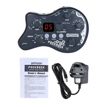 Ammoon PockRock Portátil de Guitarra Multi-Procesador de efectos de Pedal de Efectos 15 Tipos de Efecto de 40 Ritmos de Tambor Función de Sintonización