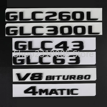 Mate de color Negro Brillante, el Tronco de la Carta de la Insignia del Coche Estilo Emblema etiqueta Engomada para Mercedes Benz GLC220 GLC250 GLC350 GLC400 V8 BITURBO 4MATIC