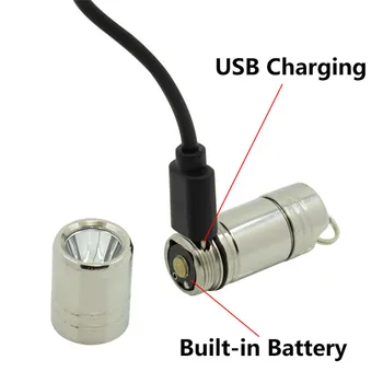 Mini Llavero Linterna Antorcha LED Micro USB Recargables, de Bolsillo Flash de Luz Fuerte de la Lámpara Super Pequeña linterna de la Batería Integrada