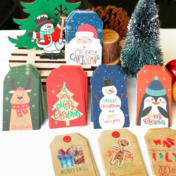 50pcs Etiqueta de Regalo de Navidad muñeco de Nieve Santa Claus de Papel de la Etiqueta las Etiquetas del Árbol de Navidad de Papel de Tarjetas de Navidad de Papel de Regalo Colgar Etiquetas