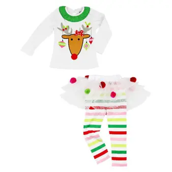 La navidad de los Niños de las Niñas de Bebé de Renos Tops +Tutu Pantalones de las Polainas de 2PCS Trajes Conjunto de Ropa de Tamaño de 1-5T