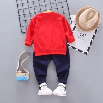Niño Bebé Primavera otoño traje de 0-4 años de edad casual impreso camisa de manga larga, pantalones de dos piezas de la ropa de los niños