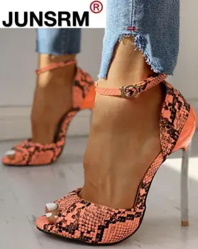 2021 Nuevo Sexy zapatos de Tacón Alto Sandalias de las Mujeres del Verano del Partido de la Serpiente Venas de Tobillo-correa de Zapatos de Mujer Sandalias de Mujer Zapatos Mujer Z