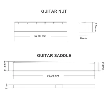 Guitarra clásica de la Tuerca y el Puente de la Silla de Plástico de 52 MM 80 MM Partes de Guitarra de Marfil