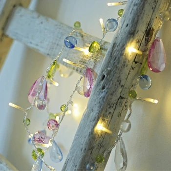 1.5 M 10LED de Hadas de Cristal Cordón de la Cadena de la Luz del Árbol de Navidad Guirnalda de la Batería Decorativos de Vacaciones de la Fiesta de la Boda Decoración del Hogar Led