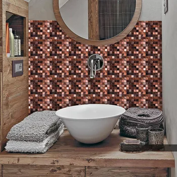 10/15cm x 25 piezas de mosaico de la pared de la etiqueta engomada de la Vendimia de la prenda impermeable del PVC adhesivo de azulejo deco azulejo adhesivo de cocina muebles de baño