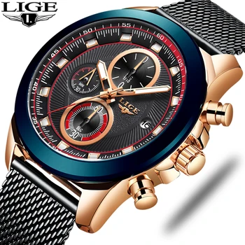 LIGE 2019 Relojes para Hombre de la Marca Superior de Lujo Impermeable de Moda Reloj de Cuarzo Reloj de los Hombres del Deporte del Cronógrafo reloj hombre dropshipping