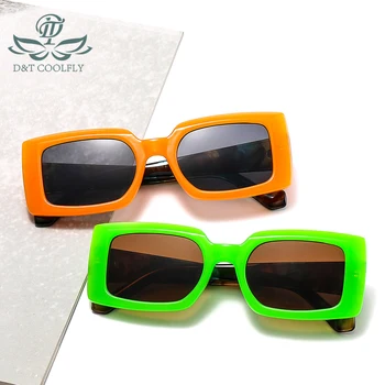 D&T 2020 Nuevo Rectángulo de Gafas de sol de las Mujeres de los Hombres Lente de PC Colorido Marco de Leopardo Parte Sexy de Lujo de la Marca del Diseñador de Gafas de sol UV400