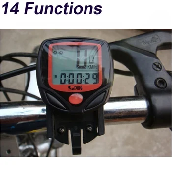 Sunding SD-548B Ordenador de la Bicicleta Digital 14 Funciones de la prenda Impermeable LED con Cable Ordenador de Bicicleta de Ciclismo Cuentakilómetros Velocímetro