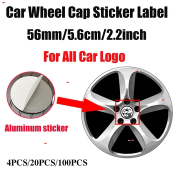 Mejor Precio 4x 20x 100x Coche Logotipo de 56MM 5.6 CM Sticker Decal Rueda de Tapas Emblema Etiqueta Insignia de Cubiertas de Aluminio Para BMW VW JEEP KIA