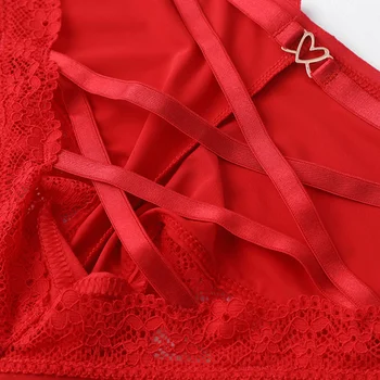 Cruz Vendaje de la ropa interior de las Mujeres Sexy Ropa interior Íntima Negro Rojo Bragas de Encaje Hueco Transparentes Tangas tangas