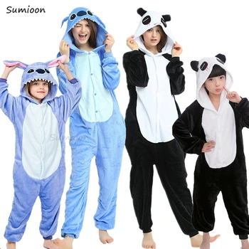Kugurumi Los Niños De Invierno Cálido Ropa De Dormir De Los Niños Unicornio Panda De Pijama Para Bebé Niñas Niños Gato Pijamas Mamelucos Hoodied Sleeper Ropa
