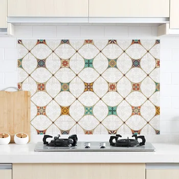60x90cm de la prueba de aceite pegatinas de pared impermeable de los azulejos de la cocina de alta temperatura adhesivos de baldosas de cerámica etiquetas engomadas de la decoración de la cocina