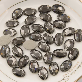 YANRUO 3210 Oval Diamante Negro de Coser en las Piedras de la Boda de diamantes de Imitación de Cristal Gris Cristal de Coser las planas de la Decoración de la Ropa