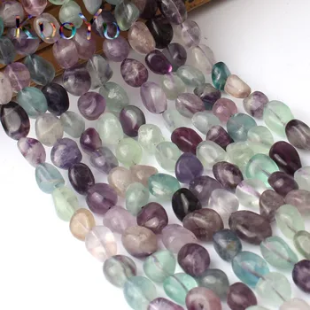 8-10mm Naturales Irregulares de colores de Fluorita de Bolas de Piedra Suelta Perlas Para la Joyería de BRICOLAJE Pulseras Collar de 15