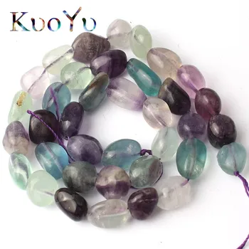 8-10mm Naturales Irregulares de colores de Fluorita de Bolas de Piedra Suelta Perlas Para la Joyería de BRICOLAJE Pulseras Collar de 15