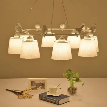 Aves LED lámpara de Araña con Ropa de Pantallas de lámparas E27 Tela de Arañas Para la Sala de estar Romántico de Cocina Accesorios de Iluminación