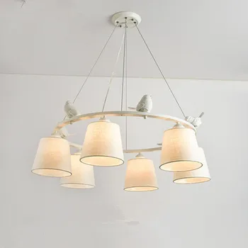 Aves LED lámpara de Araña con Ropa de Pantallas de lámparas E27 Tela de Arañas Para la Sala de estar Romántico de Cocina Accesorios de Iluminación