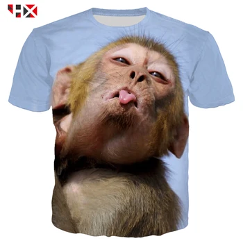 HX Nueva Impreso en 3D T-shirt de Jersey Divertido Gorila de Camiseta de los Hombres/de las Mujeres de Animal Lindo de Manga Corta de Harajuku Streetwear Tops A783