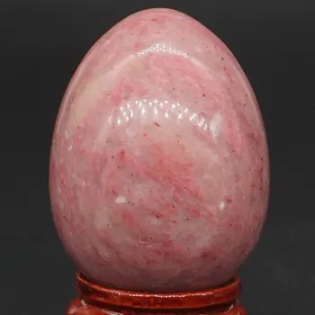 30x40MM de Piedra Natural de color Rosa Rhodonite Esfera Huevo de Sanación Reiki Artesanías de Piedra de Masaje Dedo Ejercicio