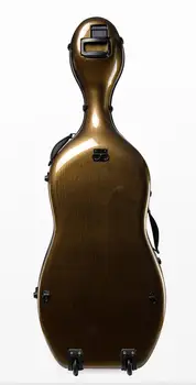 El color champagne de fibra de carbono estuche de violoncello 4/4.fuerte ,ligero de peso，gastos de envío gratis