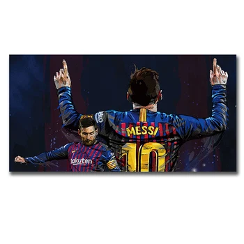 El Jugador de futbol Messi de la Pared de la Lona Pintura al Óleo Carteles y Grabados de la Pared del Arte de la Imagen para la Sala de estar Decorativas Casa