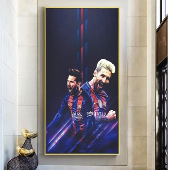 El Jugador de futbol Messi de la Pared de la Lona Pintura al Óleo Carteles y Grabados de la Pared del Arte de la Imagen para la Sala de estar Decorativas Casa