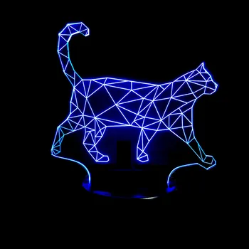 7 el Color de la Onda Gato Caminando de la Lámpara Led 3D Luces de la Noche Para los Niños Táctil USB de la Tabla de Lampe Bebé Durmiendo Con el Interruptor de la Lamparita