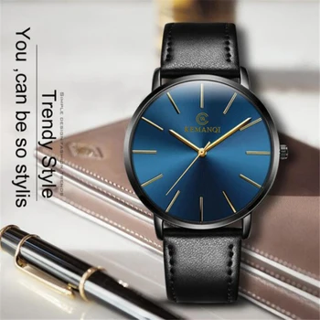 2020 Hombres de la Moda de Simple Relojes Ultra Delgada para Hombre Relojes de Cuero Banda de Cuarzo relojes de Pulsera de los Hombres Regalos erkek kol saati reloj hombre