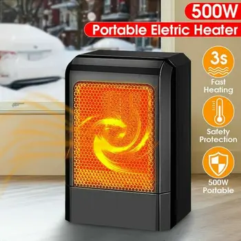 500W Portátil MINI Calentador de Cerámica Refrigerador Eléctrico Caliente, Ventilador de Casa más cálida en Invierno para la Calefacción de Interior Acampar Termostato Ajustable