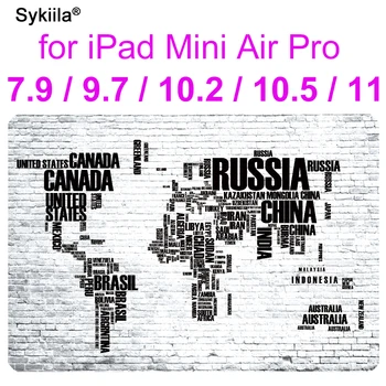 Caso para el iPad 10.2 Aire 10.5 Mini 1 2 3 4 9.7 7.9 Pro 11 5 6 7 Impreso Shell de la Cubierta Protectora de Cuero Inteligente Lindo Mapa del Mundo