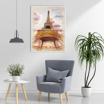 5D BRICOLAJE Diamante de la Pintura de Paisaje de punto de Cruz de la Torre Eiffel Cuadrado Completo/Ronda de Perforación de Diamante de Arte del Bordado de la Venta de la Decoración del Hogar
