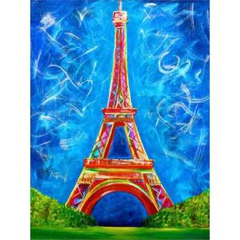 5D BRICOLAJE Diamante de la Pintura de Paisaje de punto de Cruz de la Torre Eiffel Cuadrado Completo/Ronda de Perforación de Diamante de Arte del Bordado de la Venta de la Decoración del Hogar