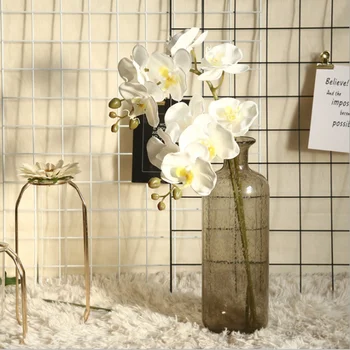 1 Pieza de orquídeas phalaenopsis de flores artificiales para la decoración del hogar accesorios de la boda ramo de sala de estar con muebles de bricolaje navidad