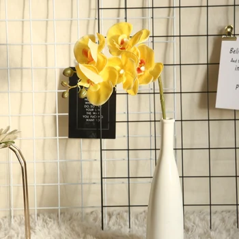 1 Pieza de orquídeas phalaenopsis de flores artificiales para la decoración del hogar accesorios de la boda ramo de sala de estar con muebles de bricolaje navidad