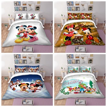 Disney, de Navidad, juego de Cama de Mickey y Minnie Fundas de almohada funda de Edredón de Gemelas Completa de Queen King Size, ropa de cama de los Niños